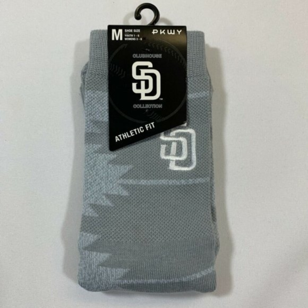 San Diego Padres PWKY Athletic Fit Socks Boy's Size M Geo Grey Tatis Machado